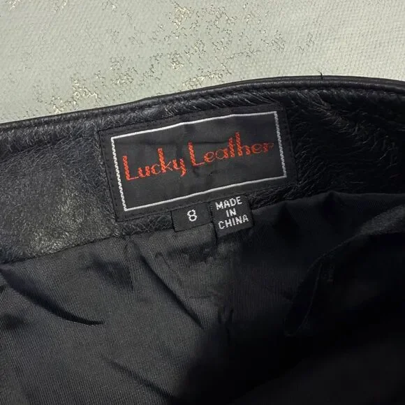 Vintage Lucky Leather Black Leather Straight Leg Pants Women's 8 - Picture 4 of 6